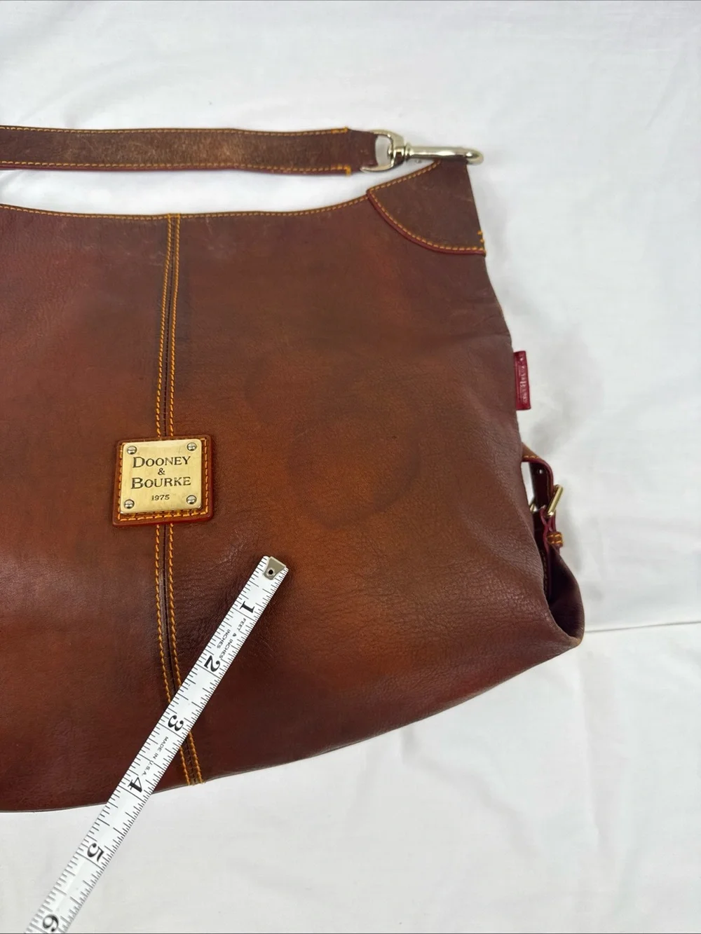 Vintage Dooney & Bourke Brown Leather Hobo Shoulder Bag with Brass Logo